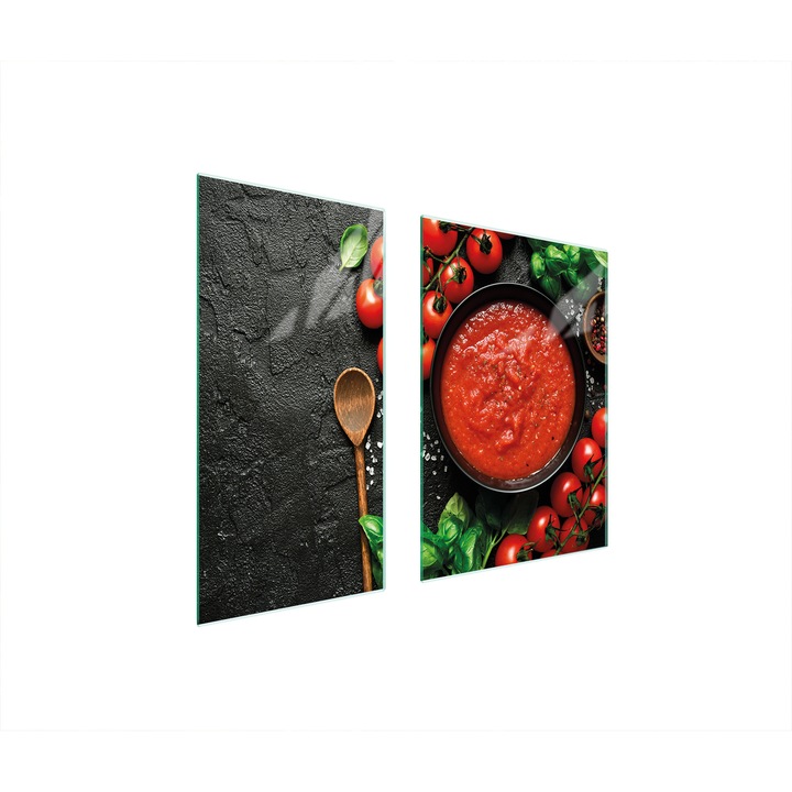 Set 2 placi de protectie pentru aragaz, TMK ArtDeko, sticla, 40x35x52 cm, design modern, multicolor