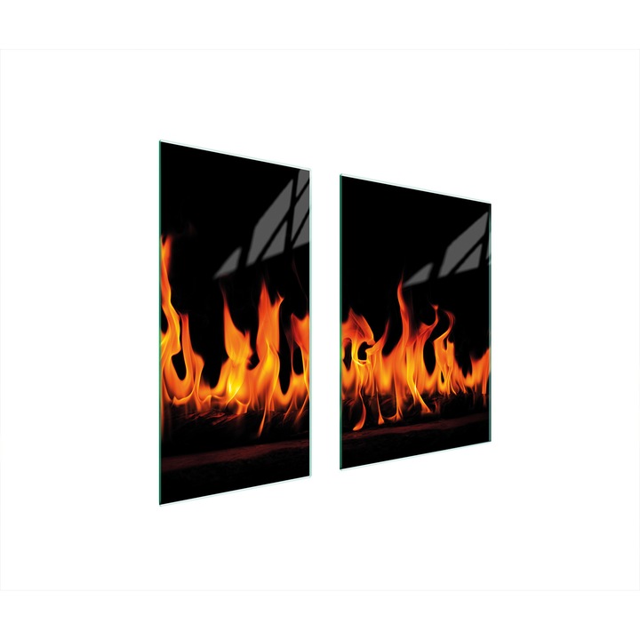 Placa de protectie din sticla pentru aragaz TMK ArtDeko, 40x35x52 cm, design modern, rezistent la temperaturi ridicate, model foc