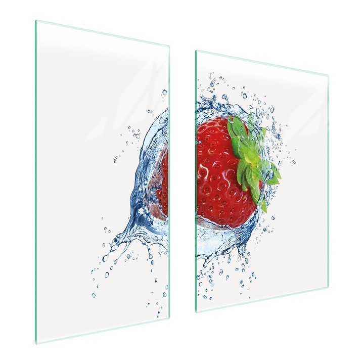 Set 2 placi de protectie pentru aragaz, TMK ArtDeko, sticla, 75x52 cm, design modern, multicolor