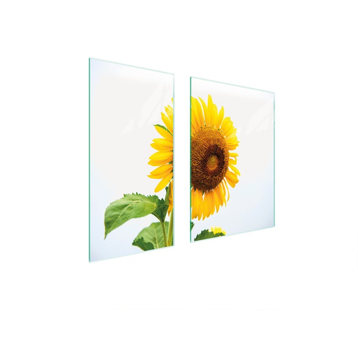 Set 2 placi de protectie pentru aragaz, TMK ArtDeko, sticla, 75x52 cm, design modern, multicolor