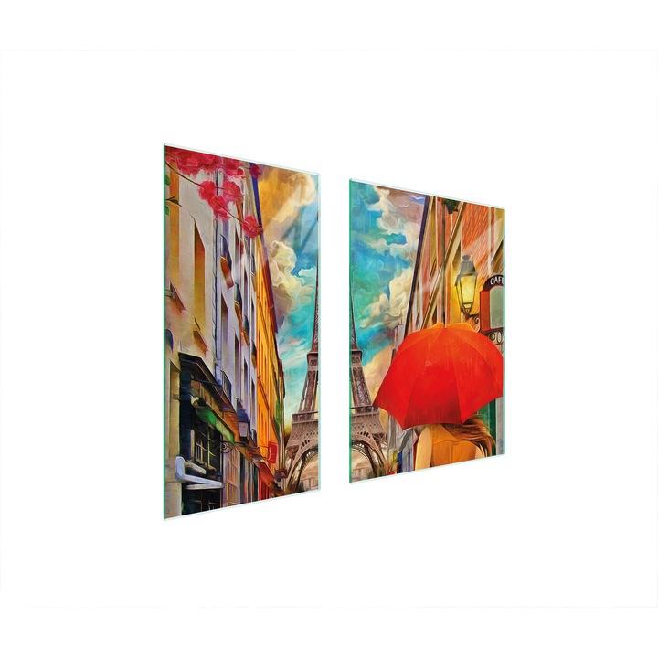 Set 2 placi de protectie pentru aragaz, TMK ArtDeko, sticla, 75x52 cm, design modern, multicolor