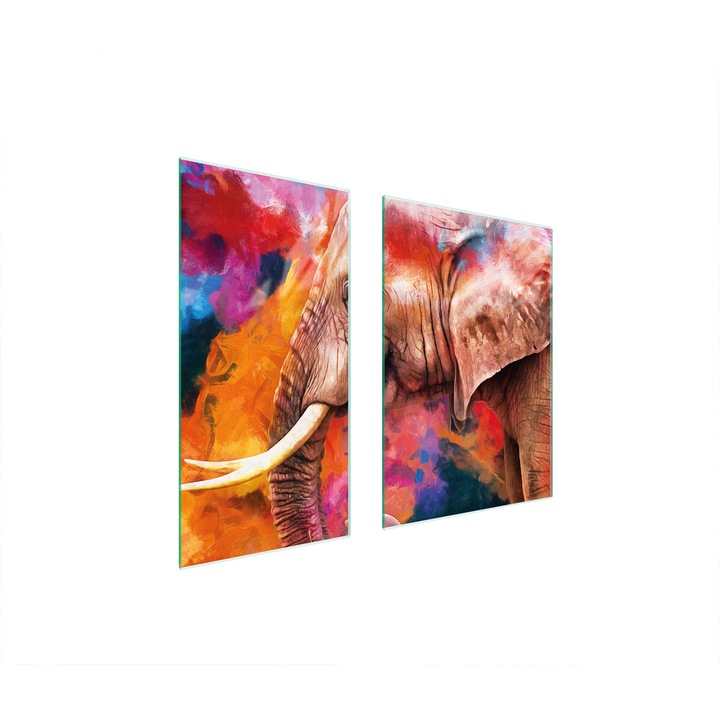 Set 2 placi de protectie aragaz, TMK ArtDeko, sticla, 75x52cm, multicolor