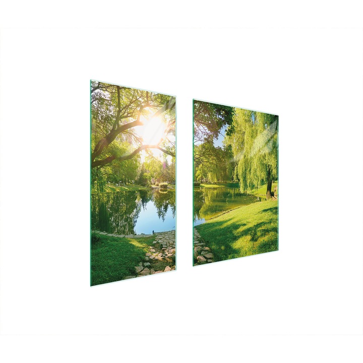 Set 2 placi de protectie pentru aragaz, TMK ArtDeko, sticla, 75x52 cm, design modern, multicolor