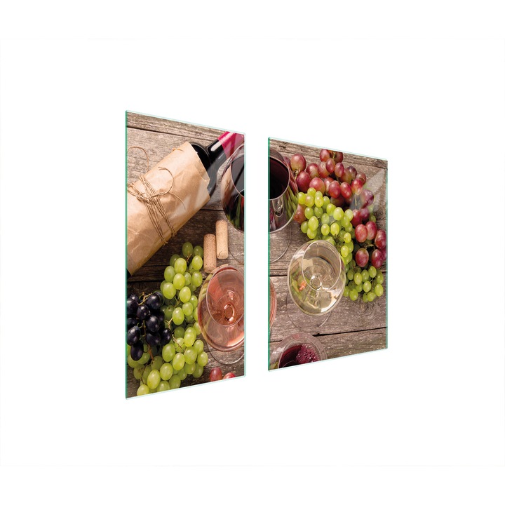 Set 2 placi de protectie aragaz, TMK ArtDeko, sticla, 75x52cm, multicolor