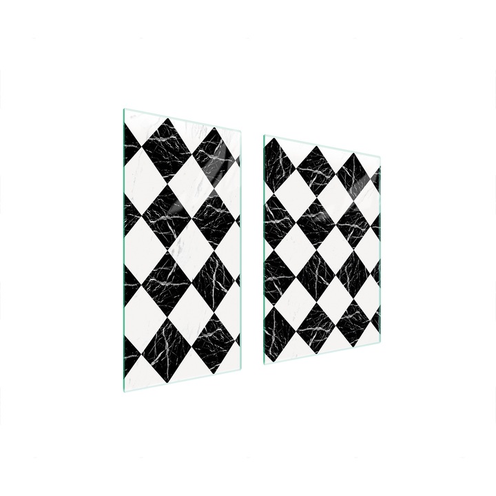 TMK ArtDeko üveg tűzhelyvédő lap, 40x35x52 cm, mozaik design, multifunkcionális