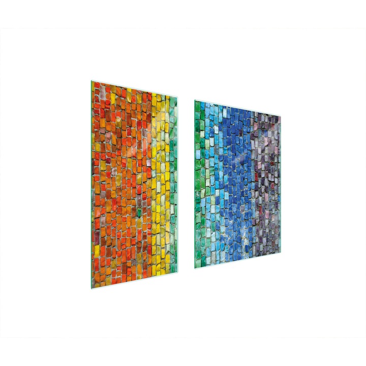 Set 2 placi de protectie pentru aragaz, TMK ArtDeko, sticla, 75x52 cm, design modern, multicolor
