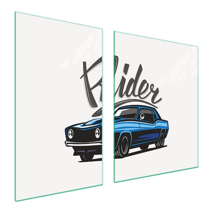 Set 2 placi de protectie pentru aragaz, TMK ArtDeko, sticla, 100x52 cm, design modern, multicolor