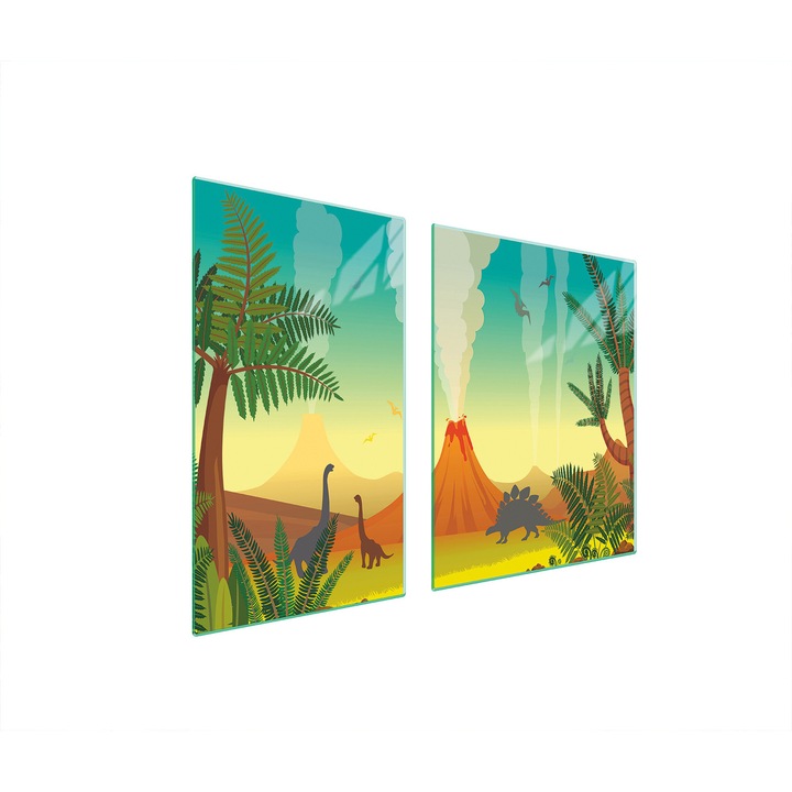 Set 2 placi de protectie aragaz, TMK ArtDeko, sticla, 100x52cm, multicolor