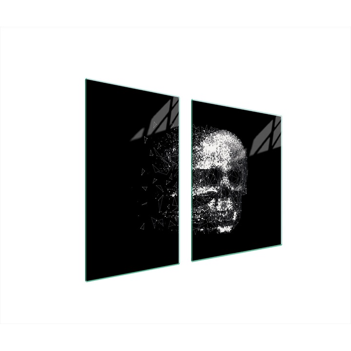 Set 2 placi de protectie aragaz, TMK ArtDeko, sticla, 75x52cm, negru/alb