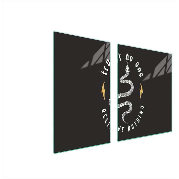 Set 2 placi de protectie pentru aragaz, TMK ArtDeko, sticla, 100x52 cm, design modern, multicolor