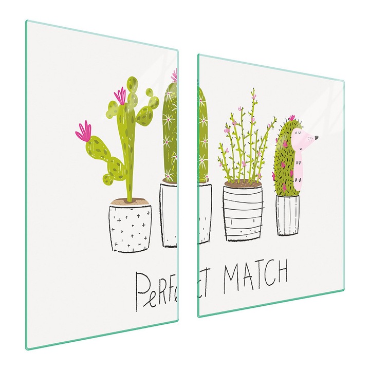 Set 2 placi de protectie pentru aragaz, TMK ArtDeko, sticla, 100x52 cm, design modern, multicolor