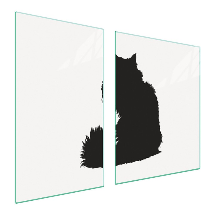 Set 2 placi de protectie aragaz, TMK ArtDeko, sticla, 100x52cm, alb/negru