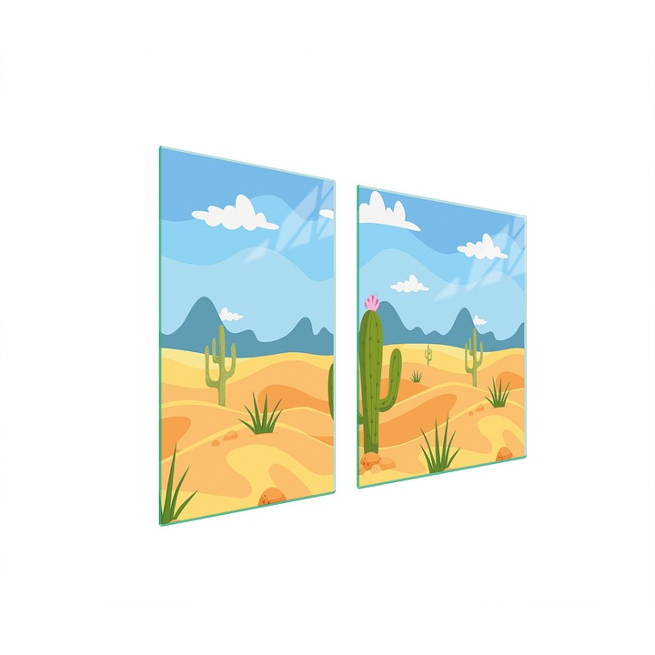 Set 2 placi de protectie aragaz, TMK ArtDeko, sticla, 100x52cm, multicolor