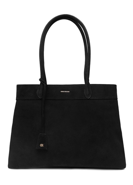 Shopper táska, Gino Rossi, természetes bőr, fekete, One Size INTL