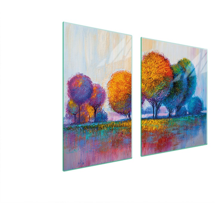 Üveg védőlap és vágódeszka, TMK ArtDeko, 40x60x52cm, többszínű, szett