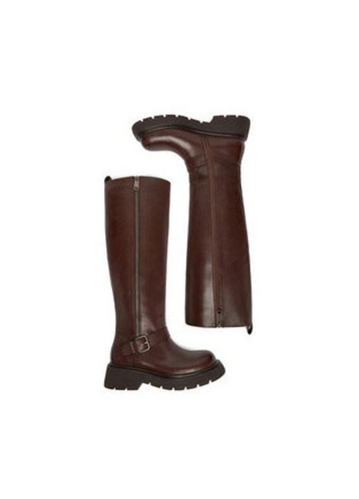 Cizme dama G Star Raw, piele naturala, maro, cu fermoar, rotund