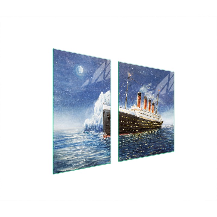 Стъклена защитна дъска и дъска за рязане, TMK ArtDeko, 40x60x52см, модерен дизайн, лесна за почистване