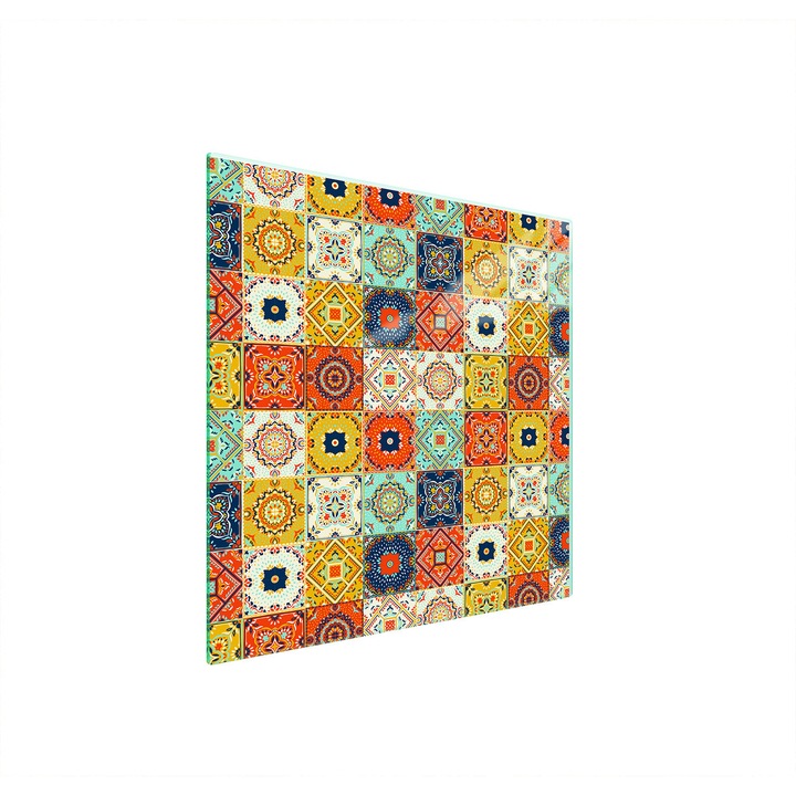 Placa de protectie din sticla pentru aragaz TMK ArtDeko, 50x52 cm, design mozaic, multifunctionala