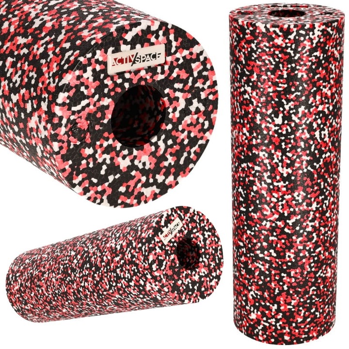 Roller de masaj EPP ACTIV SPACE, 45cm, negru-rosu-alb, dur, set