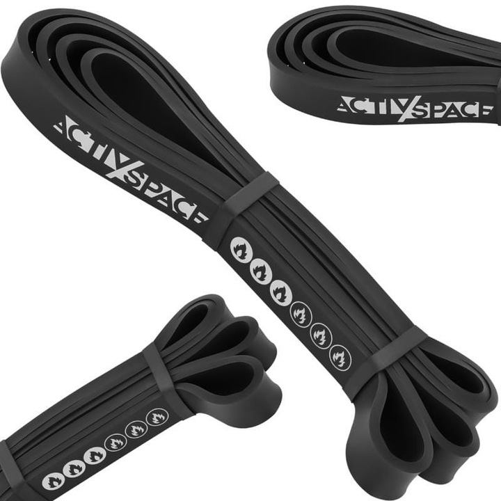 Ластик за упражнения Power Band, ACTIV/SPACE, 11-30 кг, 208x22 мм, черен