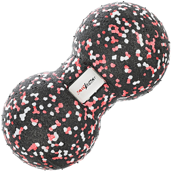 Minge fitness dubla, ACTIV/SPACE, 8x16 cm, negru-rosu-alb, material EPP