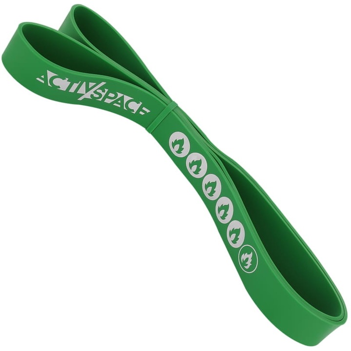 Edzőszalag Power Band, ACTIV/SPACE, zöld, 208x4.5x0.45cm, ellenállás 24-58 kg