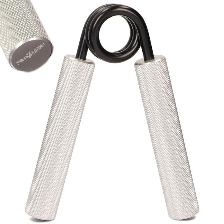 Sciskacz pentru exercitii de mana ACTIV/SPACE, 113kg, aluminiu, 10x13cm, argintiu-negru
