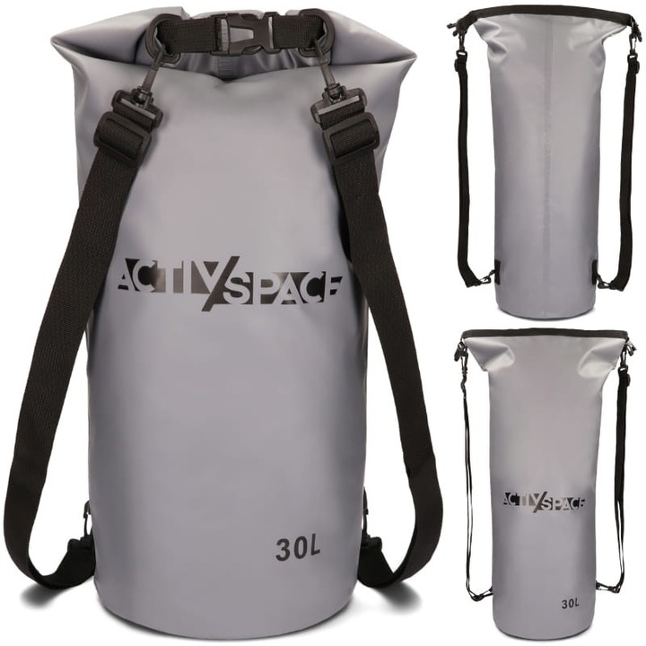 Rucsac waterproof ACTIV SPACE 30l, gri, 71x38cm, set cu 2 curele