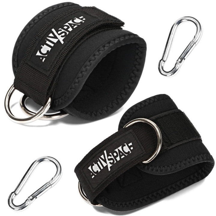 Manere de antrenament pentru glezne, ACTIV SPACE, neopren, negru, set 2 bucati, 23,5x9cm