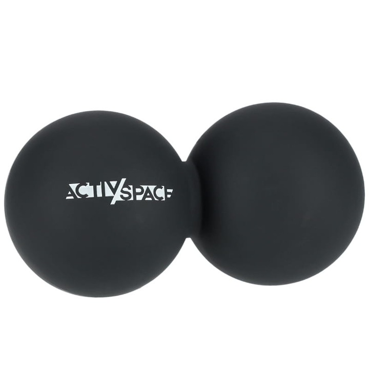 Minge fitness, ACTIV SPACE, de lacrosse dubla pentru masaj, neagra, 13x6,5cm, foarte tare
