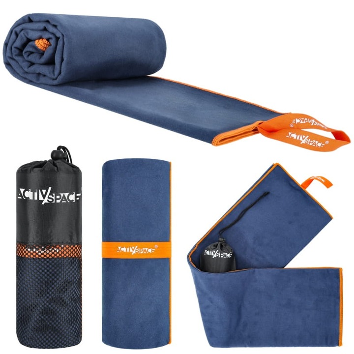 Бързосъхнеща кърпа ACTIV/SPACE, 180x90см, гранат + оранжево, с калъф за носене