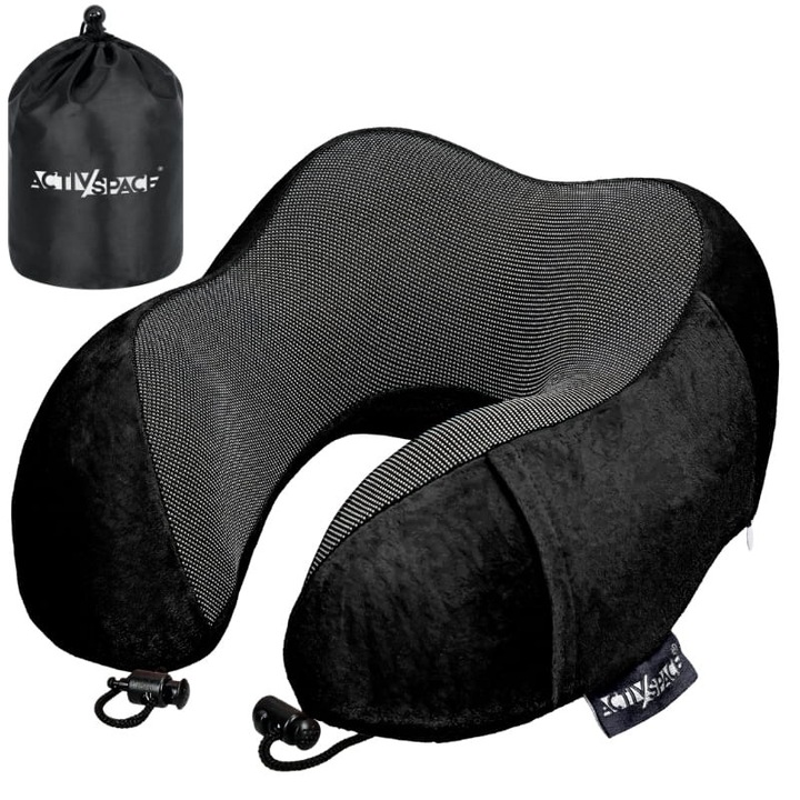 Rogal utazópárna, ACTIV/SPACE, fekete, 28x26x12cm, tárolóhuzattal