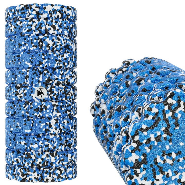 Roller de masaj EPP cu proeminente ACTIV SPACE, 33x14cm, negru-alb-albastru