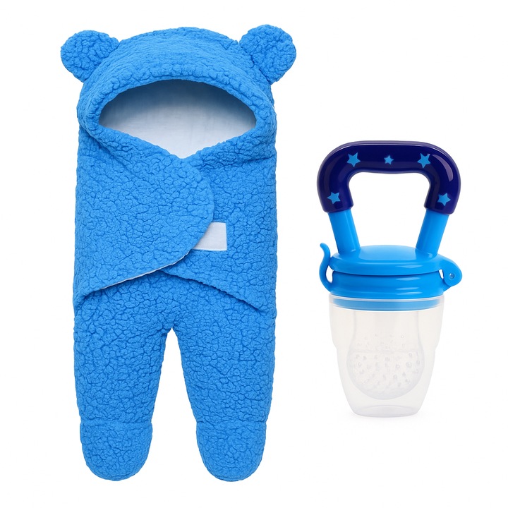 Salopeta bebe simpla cu suzeta, Albastru