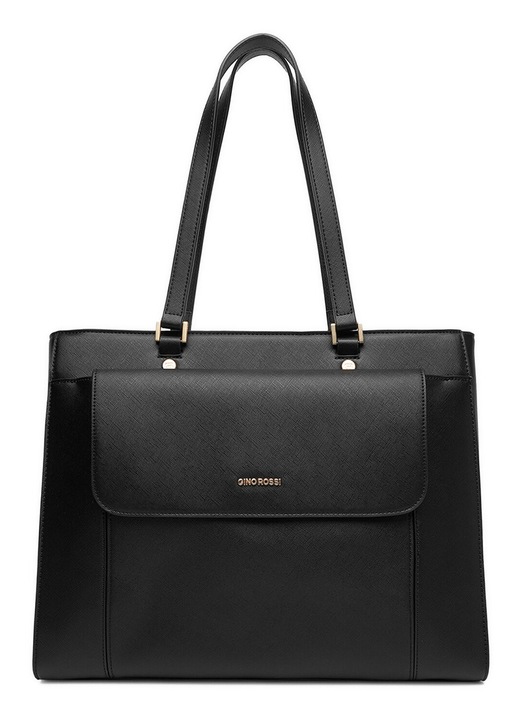 Geanta shopper, Gino Rossi, neagra, dimensiune A4, material sintetic