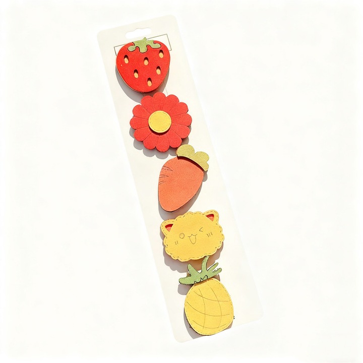 5 darabos gyermek hajcsat készlet, 5 modell, többszínű, 3D, 5x2cm