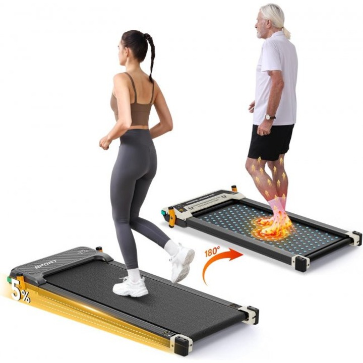 Bandă de alergare Akluer Dual-sided cu funcție de masaj 520A-A, Viteză maximă 6 km/h, Negru