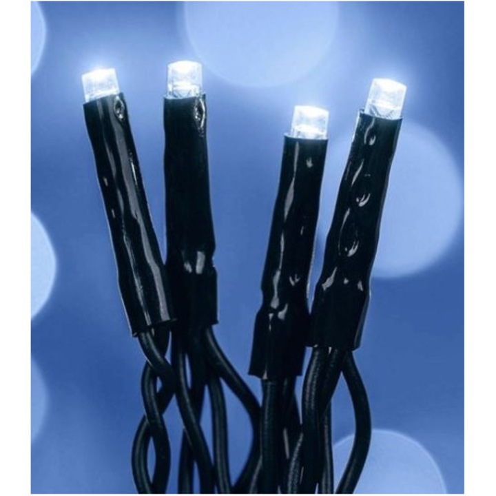 Instalatie lumini Craciun AB HOMES, 180 LED-uri alb rece, extensibila, cablu verde