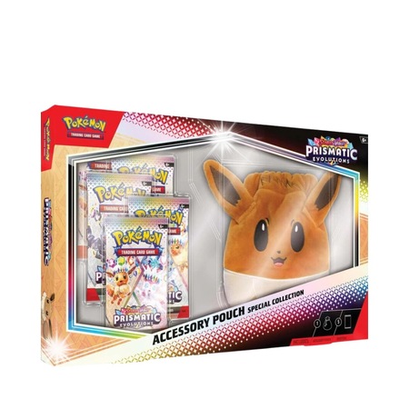 Sac din plus Pokemon TCG Prismatic Evolutions, set cu 5x booster