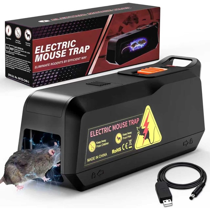 Електрически капан за мишки, Bedee, 1800 V, за многократна употреба, хигиеничен, за вътрешна употреба