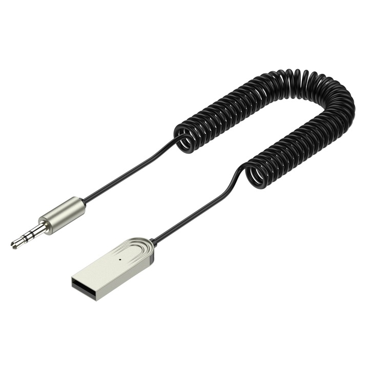 Adaptor Bluetooth 5.1, receptor audio USB, microfon incorporat, cablu extensibil 1.7m, negru