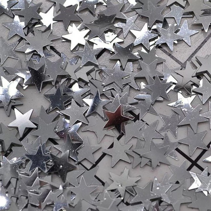 Confetti mini stelute metalizate Balloo, argintiu, 2cm