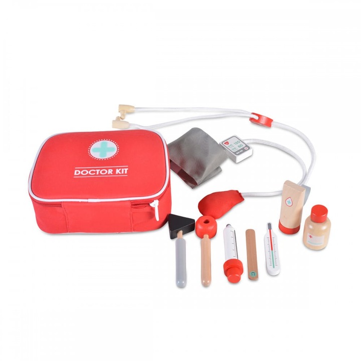 Set 9 piese trusa medicala din lemn Moni Emergency Set