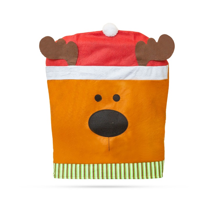 Decor scaun Mos Craciun ren model festiv 47x60 cm sarbatori