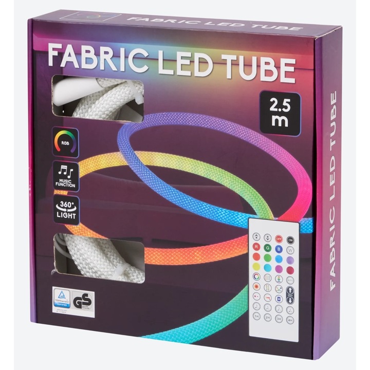 S-Eye Tub luminos RGB 2.5 m cu material textil flexibil si control remote