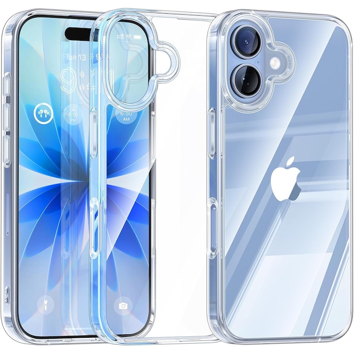 Husa pentru iPhone 17, Transparenta Crystal Clear, Protectie Militara Antisoc, Rezistenta la Ingalbenire, Bumper Ranforsat