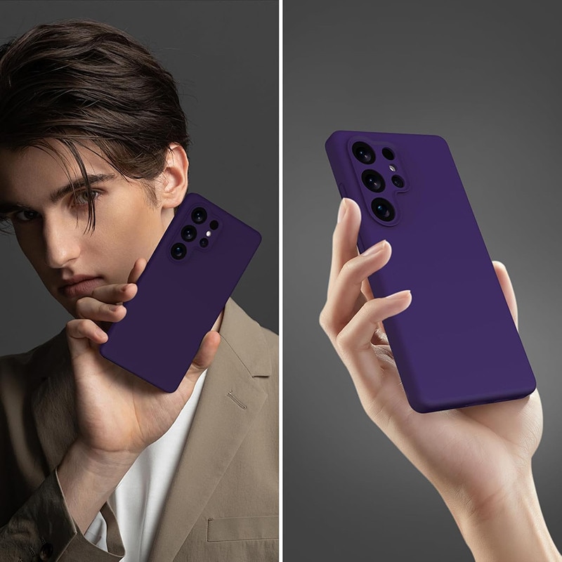 Husa protectie telefon, Silicon, Interior Microfibra, Pentru Samsung Galaxy S25 Ultra, Mov inchis