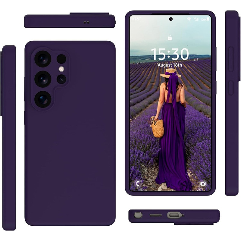 Husa protectie telefon, Silicon, Interior Microfibra, Pentru Samsung Galaxy S25 Ultra, Mov inchis