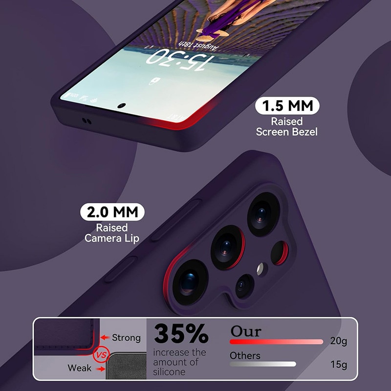Husa protectie telefon, Silicon, Interior Microfibra, Pentru Samsung Galaxy S25 Ultra, Mov inchis