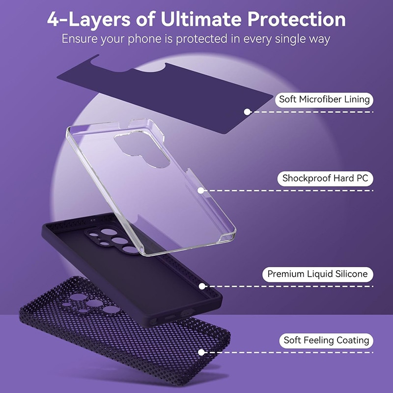 Husa protectie telefon, Silicon, Interior Microfibra, Pentru Samsung Galaxy S25 Ultra, Mov inchis